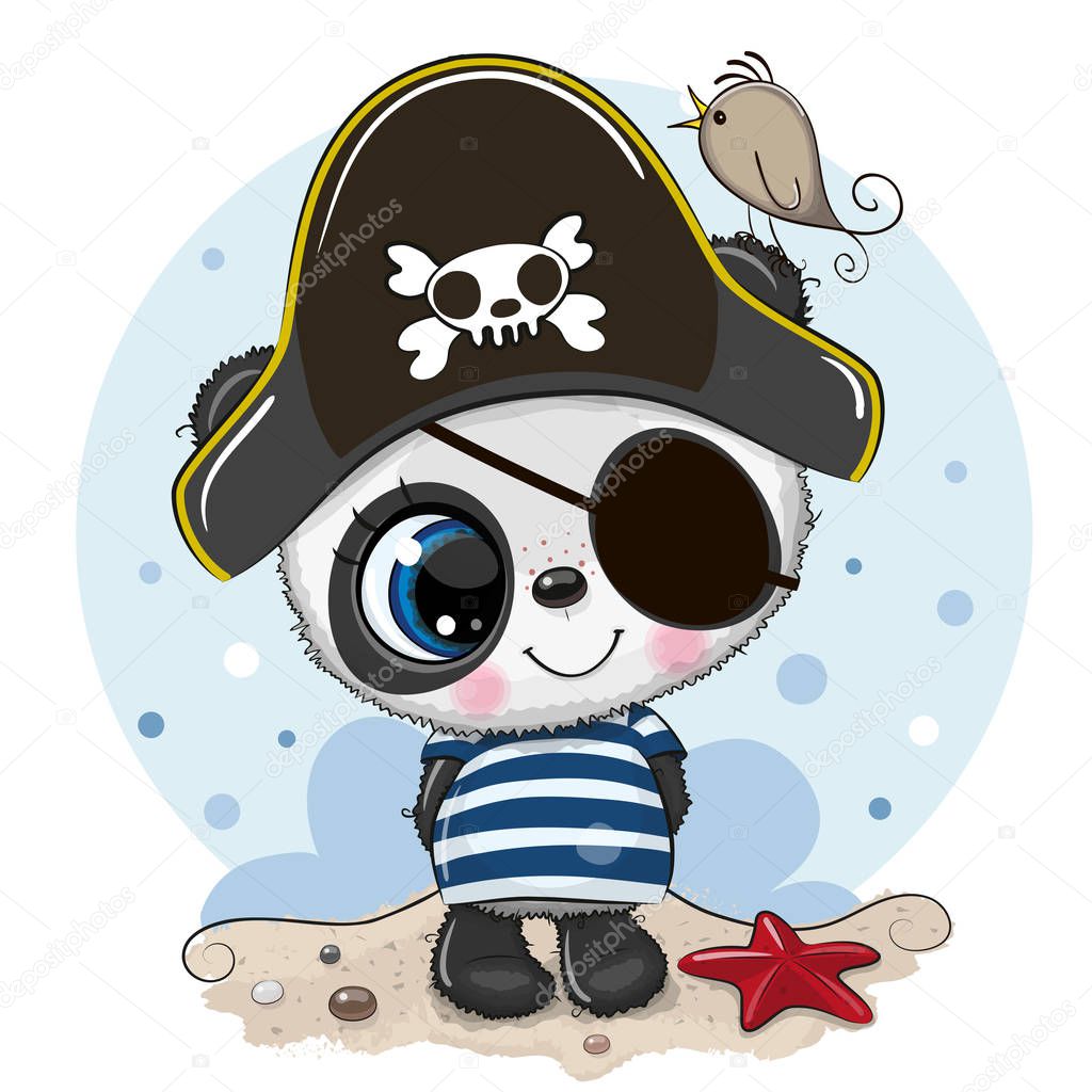 Cute cartoon Panda in a pirate hat