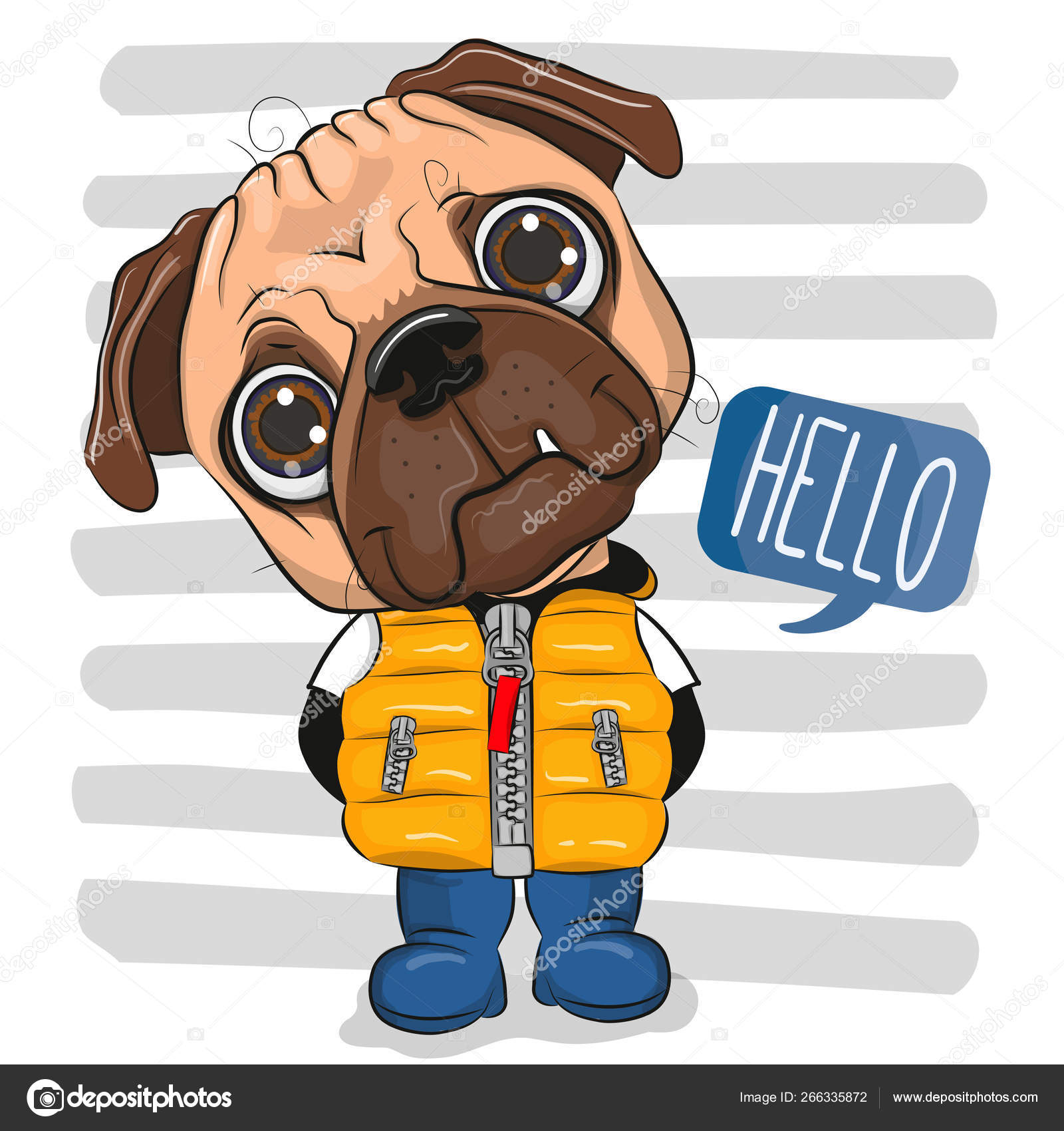 Cartoon Pug Dog in a vest and boots Stock Vector Image by ©Reginast777 #266335872 Cartoon Pug Dog in a vest and boots Stock Vector Image by ©Reginast777 #266335872