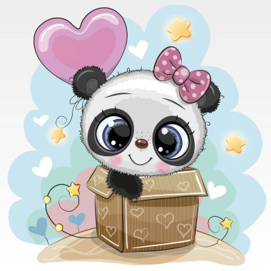 Doğum günü kartı Sevimli Panda ve balon