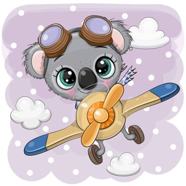 Sevimli Koala uçakta uçuyor