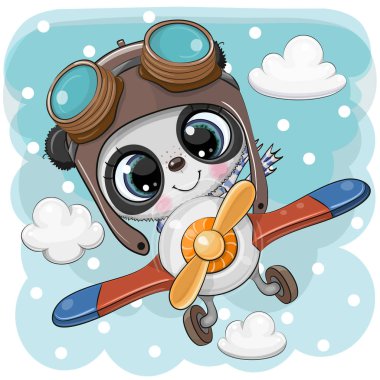 Sevimli Panda bir uçakta uçuyor