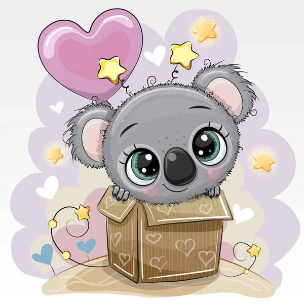 Tarjeta de cumpleaños lindo Koala y globo — Archivo Imágenes Vectoriales