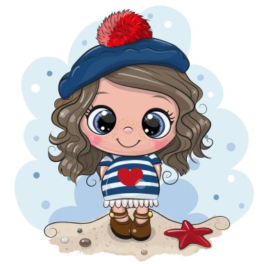 Baby cartoon Girl in sailor costume clipart