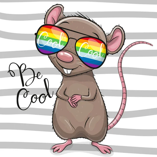 Cool Cartoon Rat with sun glasses — Stock Vector