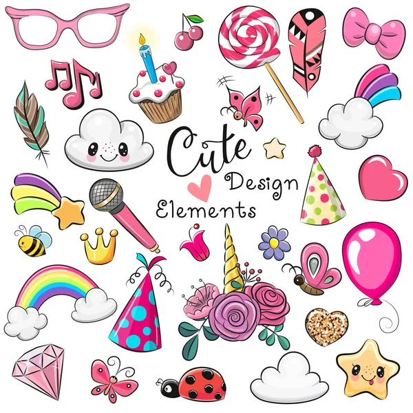 Verzameling van cute ontwerpelementen Stockillustratie