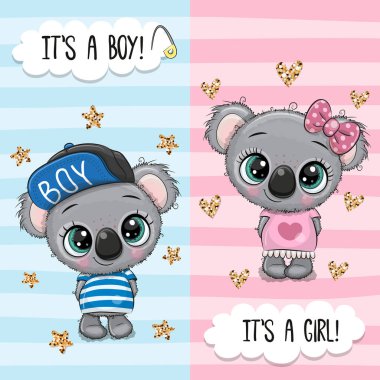 Sevimli Koalas erkek ve kız ile tebrik kartı