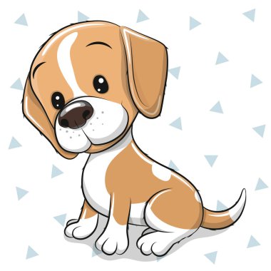 Beyaz arka planda çizgi film köpeği.