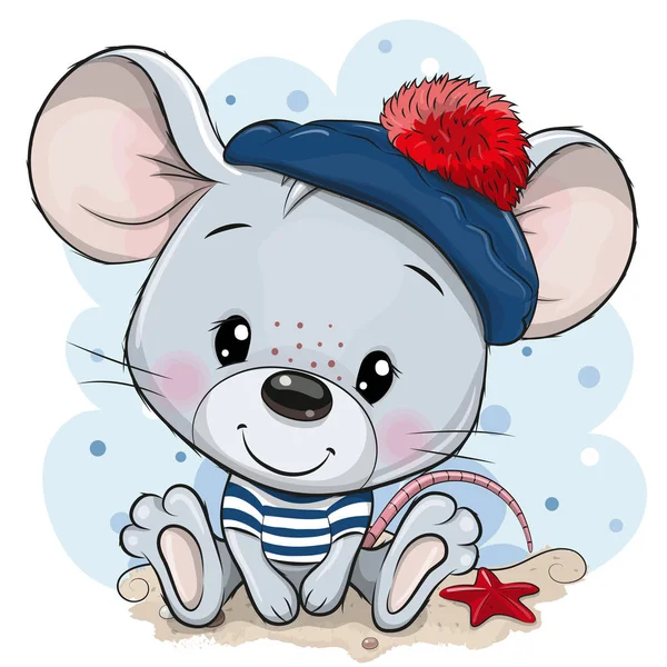 Cartoon Mouse in costume da marinaio — Vettoriale Stock