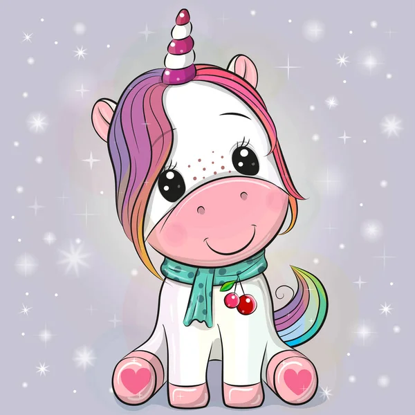 Cute Cartoon Unicorn Stars Background — 스톡 벡터