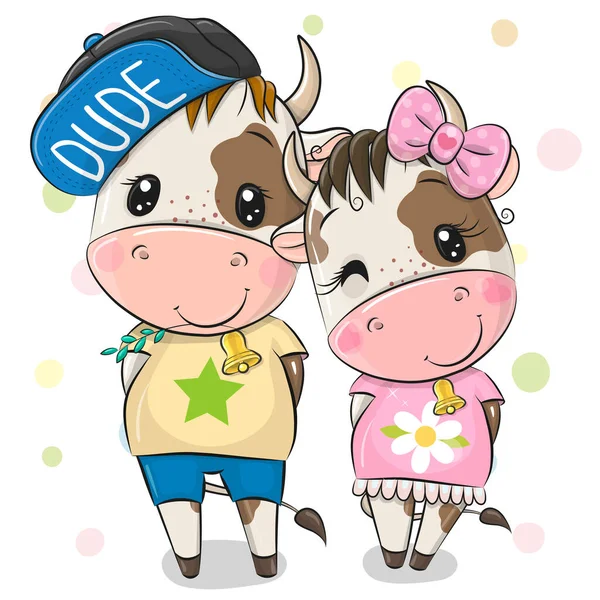 Cute Cartoon Cow Bull Białym Tle — Wektor stockowy