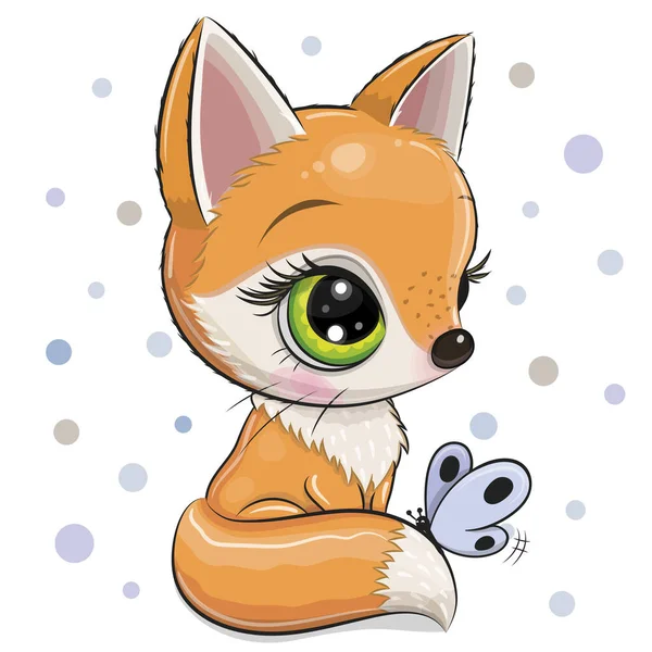 Leuke Cartoon Fox Geïsoleerd Een Witte Achtergrond — Stockvector