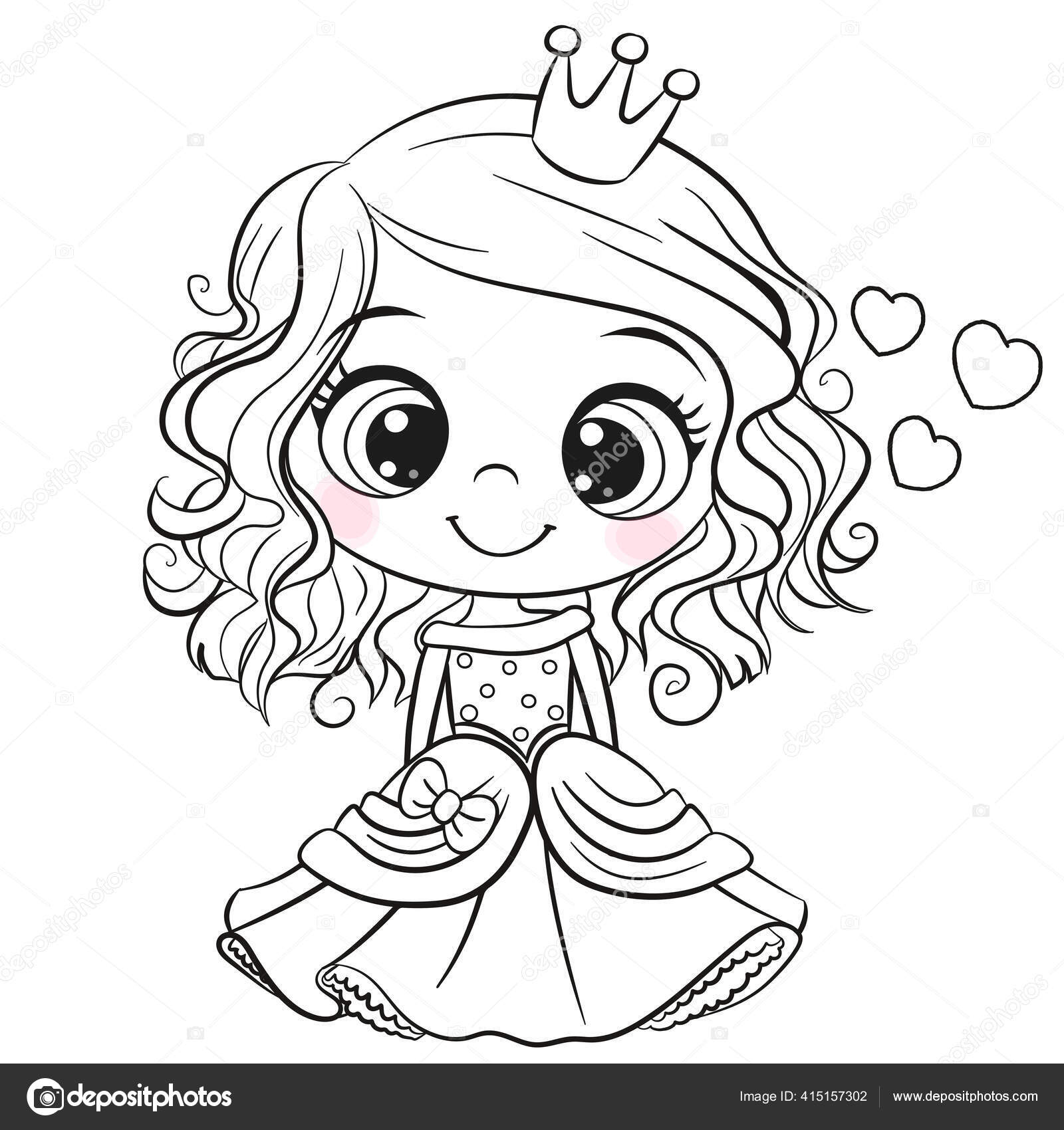Garota Da Princesa De Desenho De Cabelos Compridos E Fofinhos Com Cupcakes  Deliciosos Esboçados Para Colorir Página Em Branco Ilustração do Vetor -  Ilustração de encantador, fantasia: 258080491