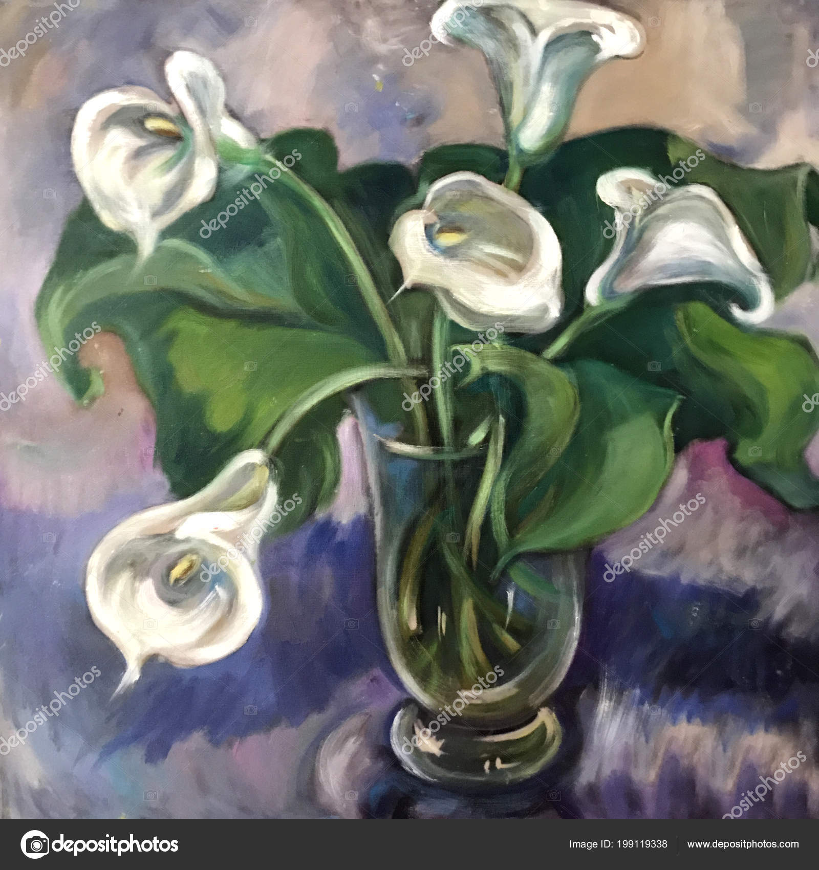 Talented Artist Painted Still Life Flowers Vase Colorful Canvas