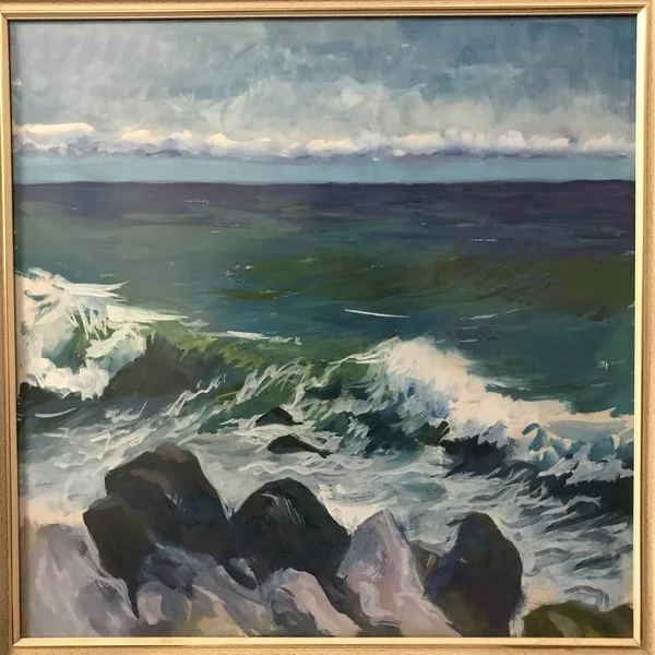 Малюнок Морських Хвиль Біла Піна Вітряна Буря Картина Містить Цікаву — стокове фото