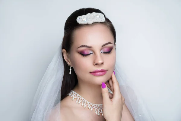 Прекрасная Невеста Европе Крупный План Портрет Красотки Девушка Леди Объем — стоковое фото