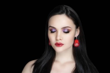 kadın parlak mor kaptırdın