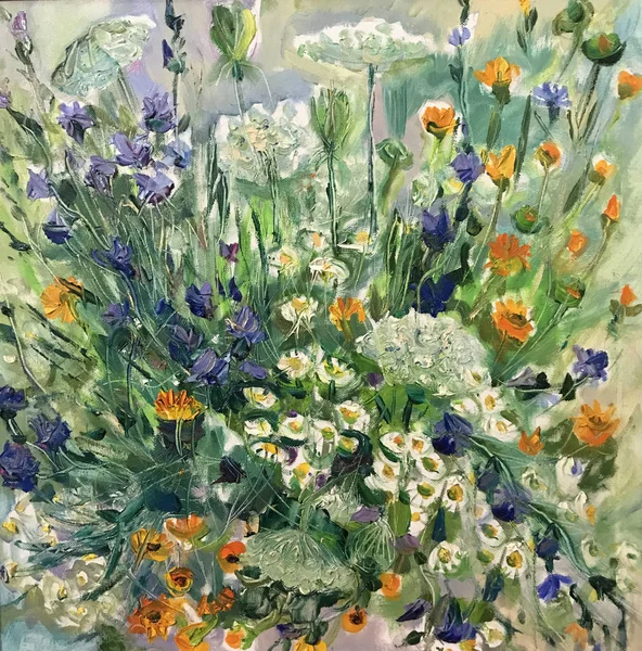 Drawing of bright sunny day wild flowers