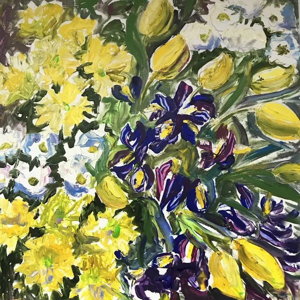 Dibujo de flores brillantes de verano manzanillas — Foto de Stock