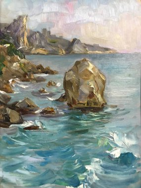 Parlak güneşli bir günde, dağlar uzakta çizim