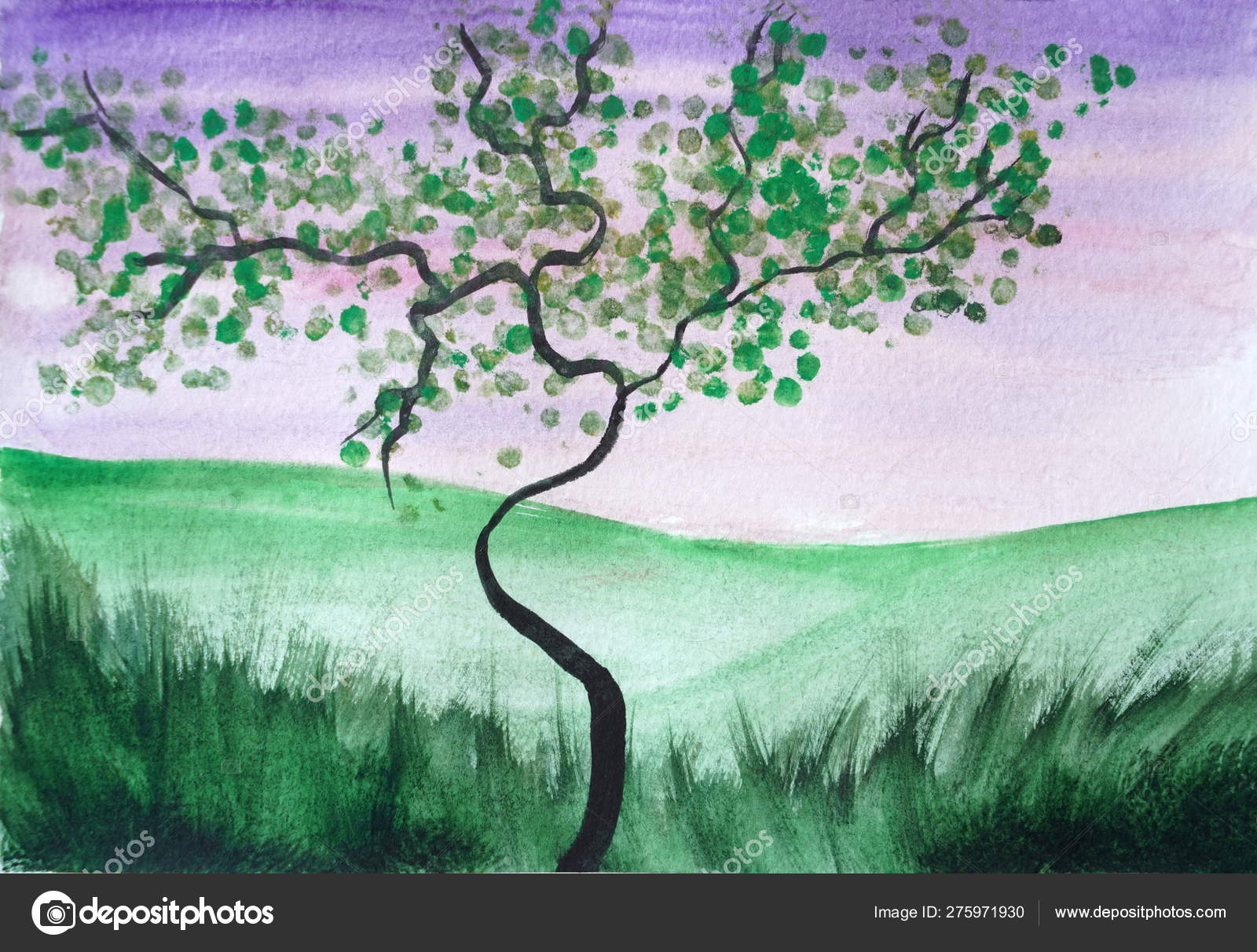 picture Aesthetic Grass Background Drawing drawing of bright sky grass curved tree trunk stock photo image by c olgaosa 275971930