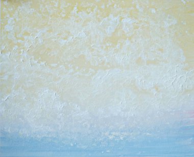 Parlak mavi sarı gökyüzü beyaz bulutlar Çizim