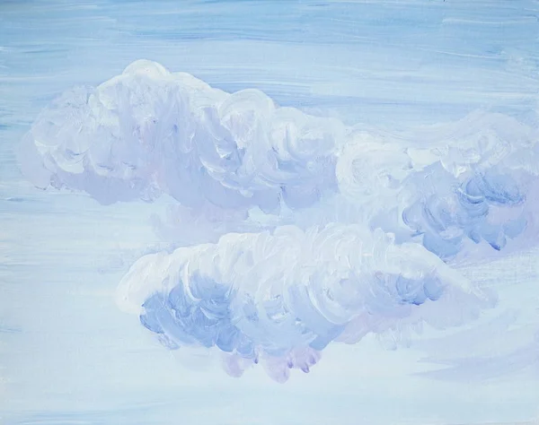 Dibujo de cielo azul brillante, nubes blancas esponjosas — Foto de Stock