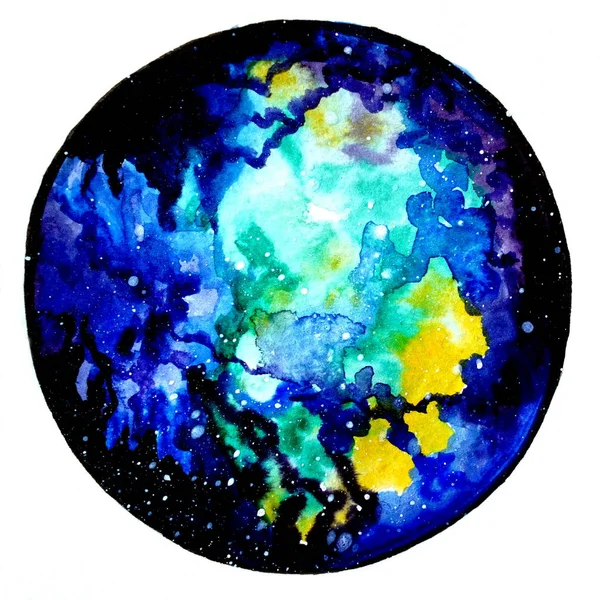 Acuarela universo azul pintado — Foto de Stock