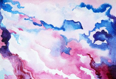 Parlak mor evrenin çizimi, galaksi mavisi gökyüzü