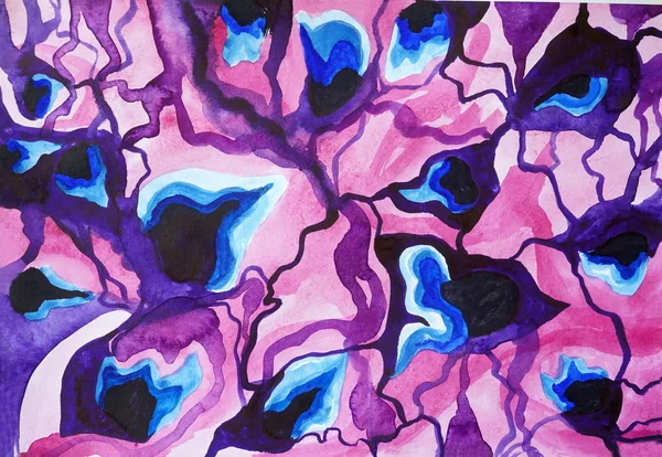 明るい紫色の宇宙、銀河の青い波の描画 — ストック写真