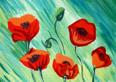 parlak çiçekler akrilik tekniği