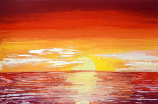 bright sea sunset sunrise, yellow red clouds