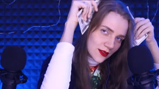 Asmr Video Sons Binaurais Para Relaxamento Mente Formigueiros Prazer Mulher — Vídeo de Stock