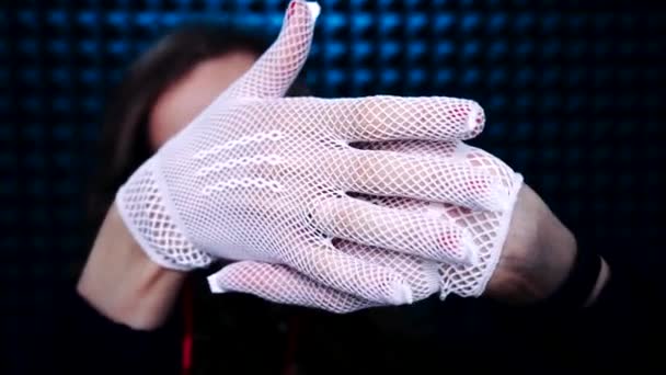 Asmr Guantes Relajantes Sonidos Las Manos Guante Rejilla Blanca Mejor — Vídeos de Stock