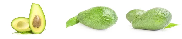 Collectie van rijpe avocado's op een witte achtergrond. Uitknippad — Stockfoto