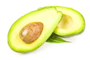 Green avocado isolated on a white background cutout clipart