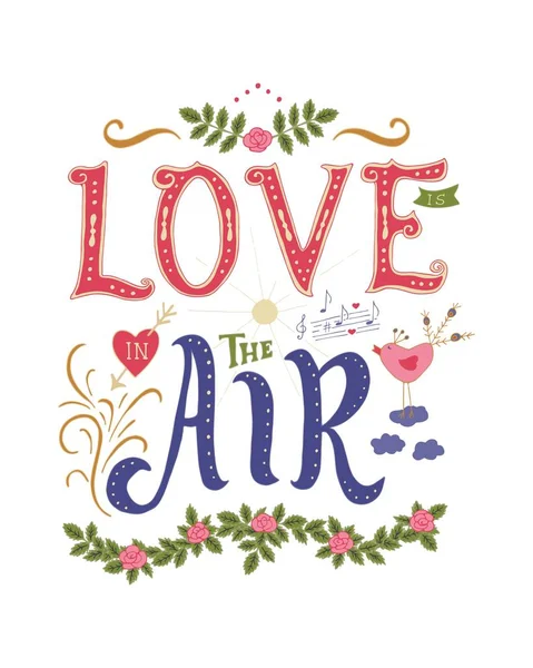 Colorful quote illustration. Love is in the air. Vintage design