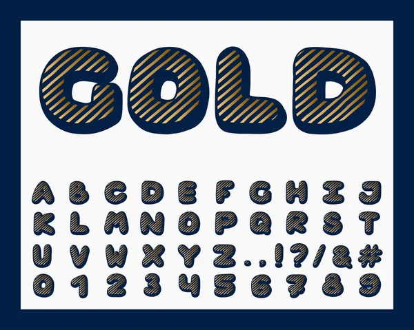 Alfabe altın tasarım. Yazı tipi küçük resim. İngilizce harfler, sayılar ve noktalama işaretleri. Yazı tipi vektör tipografi. Elle çizilmiş. EPS 10 — Stok Vektör