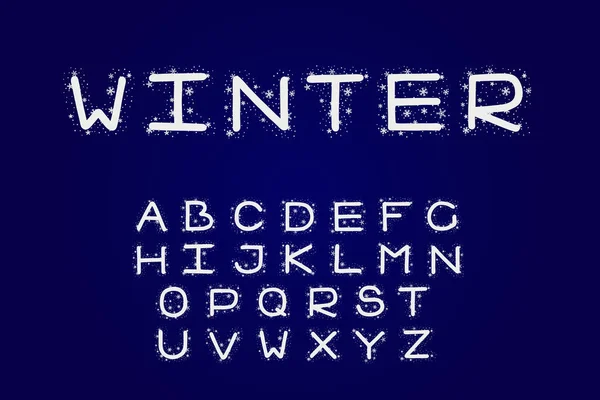 Design de inverno alfabeto. Typeface clip art, estilo linha. Letras inglesas. Tipografia vetorial da fonte. Mão desenhada. EPS 10 — Vetor de Stock