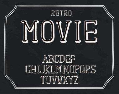 Alfabe retro tasarımı. Eli kalem serif yazı tipi, çizgi stili. İngilizce harfler. Yazı tipi küçük resim, vektör çizim. Elle çizilmiş. EPS 10