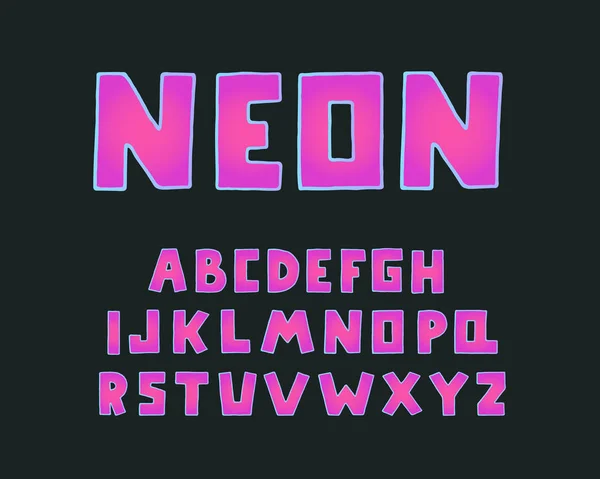 Ábécé modern design, négyzet alakú. Word neon. Angol nagybetűk. Félkövér betűtípus ClipArt, tipográfia stílus. Kézzel rajzolt vektoros illusztráció. EPS-10 — Stock Vector