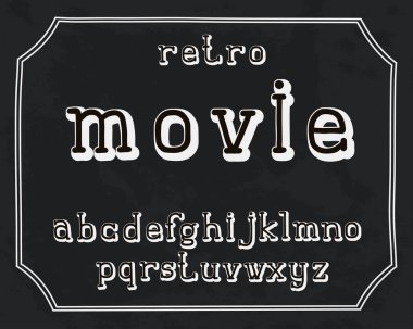 Alfabe retro tasarımı. Küçük İngilizce harfler. Yazı tipi küçük resim, vektör çizim. Elle çizilmiş. EPS 10
