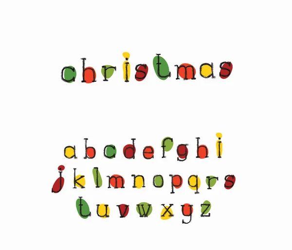 Alfabeto design retrò. Stile di colore di Natale. Lettere minuscole. EPS 10 — Vettoriale Stock