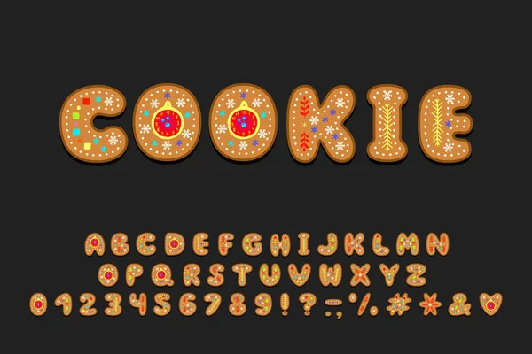 Conception de cookies Alphabet. Lettres, chiffres et signes de ponctuation. SPE 10 — Image vectorielle