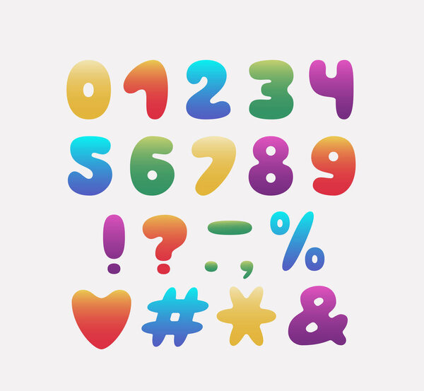 Алфавит Радужный цвет. Числа и знаки препинания
