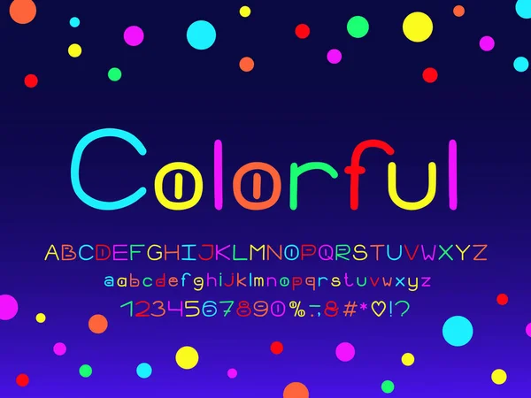 Slim design alfabetet med neon färg stil. Vector bokstäver, siffror och skiljetecken — Stock vektor