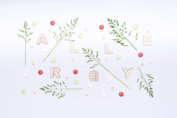 Allergie Allergenen Seizoengebonden Allergieën Minimale Gras Allergie Plat Lag Concept — Stockfoto