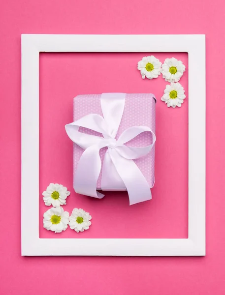 Glücklicher Muttertag Frauentag Valentinstag Oder Geburtstag Pastellrosa Bonbonfarbe Hintergrund Florales — Stockfoto