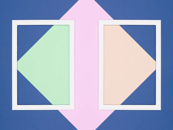 Абстрактный Геометрический Голубой Розовый Зеленый Бумажный Плоский Фон Минимализм Геометрия — стоковое фото