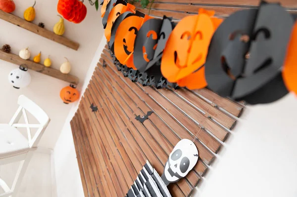Halloween Theme Urządzony Salon Styl Życia Halloween Sezonu Dom Rodzinny — Zdjęcie stockowe