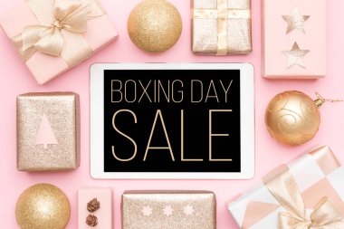 Boxing günü Satılık arka plan. Online alışveriş, Noel satış konsepti.